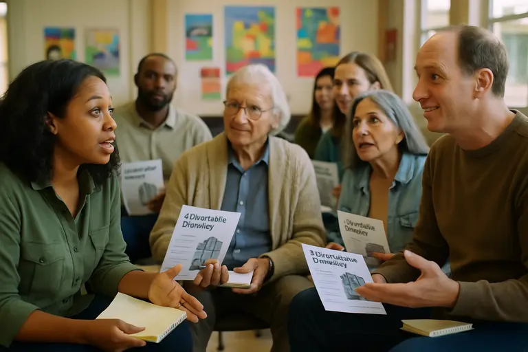 Community members line up to speak at a local government meeting