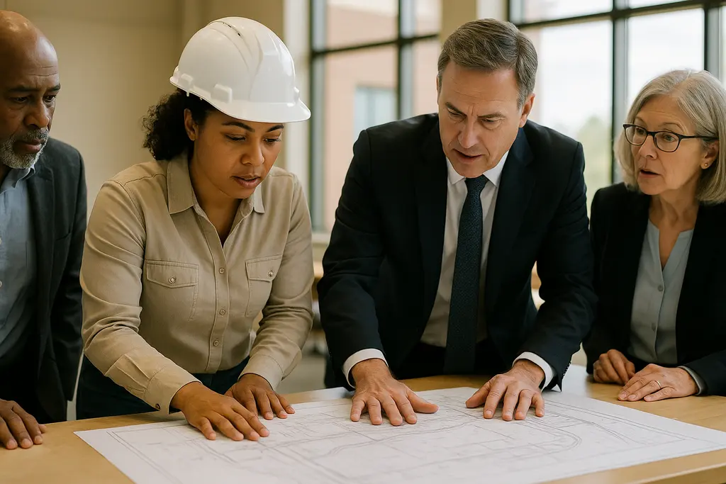 Residents review federal grants and local infrastructure records at a public meeting