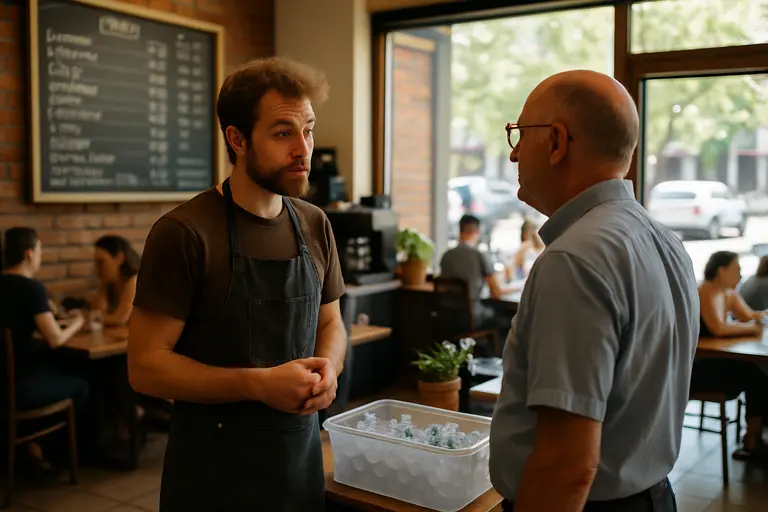 Small business owner and employee discussing a work schedule