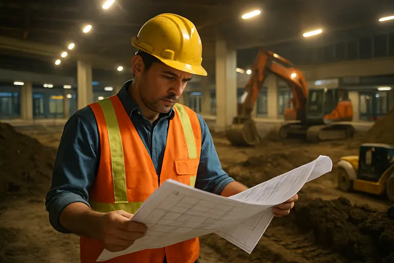 Travelers moving through an airport concourse near construction barriers